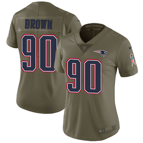 Nike Patriots #90 Malcom Brown Olive Women's Stitched NFL Limited Salute to Service Jersey - Click Image to Close